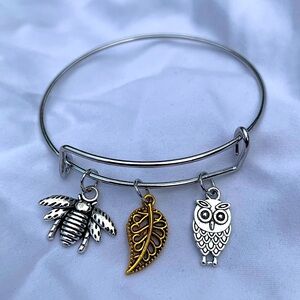 Brand New! Handmade! Adjustable Charm Bangle Bracelet!